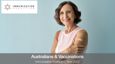 Cover page for the Australians and Vaccinations Survey in March 2022